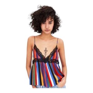 ZARA TRF Peplum Collection Multicolored Striped Cami Shirt Tank Top